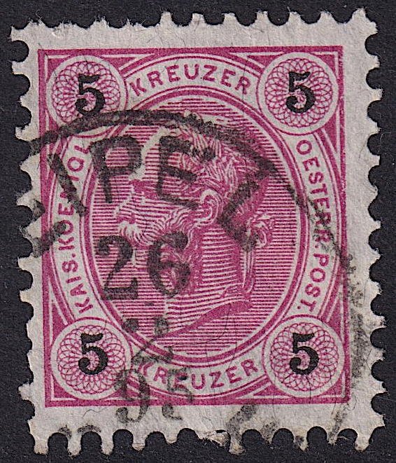 Austria - 1890 - Scott #54 - used - EIPEL pmk Czech Republic