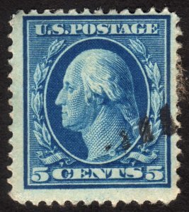 1911, US 5c, Washington, Used, thin, Sc 378