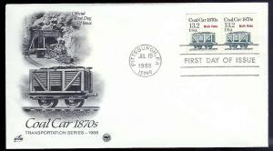 UNITED STATES FDC 13.2¢ Coal Car coils 1988 Postal Society