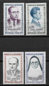 1961 France 990-3 heroes of the Resistance MNH C/S of 4