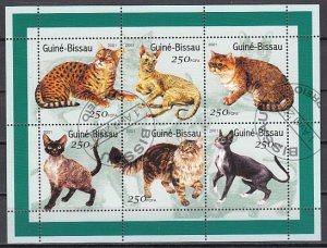 Guinea Bissau, Mi cat. 1522-1527 A. Domesticated Cats sheet. Canceled.