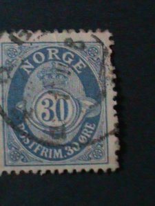 ​NORWAY- SC#38-RING OF POST HORN SHADED -FANCY CANCEL WE SHIP TO WORLDWIDE