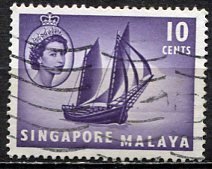 Singapore; 1955: Sc. # 34: Used Single Stamp