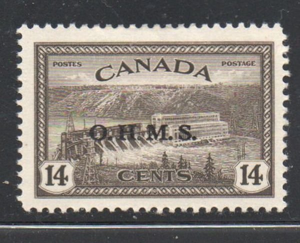 Canada Sc O7 1949 14c Hydro Plant OHMS overprint Official stamp mint