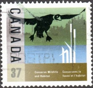 Canada 1204 - Used - 37c Duck Landing / Wildlife Conservation (1988) (cv $0.35)