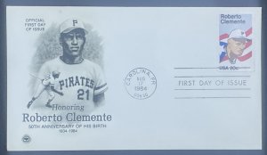 Scott 2097 FDC Roberto Clemente, 50th Anniversary of Birth  CPS Cachet