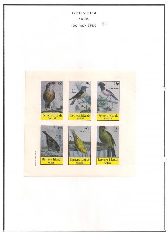 SCOTLAND - BERNERA - 1982 - Birds (37) - 6v Imperf Sheet - MLH