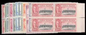 Cayman Islands #122-134 Cat$324.80, 1950 George VI, complete set in blocks of...