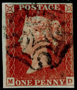 SG8, 1d red-brown PLATE 37, USED. Cat £110. BLACK MX. MD