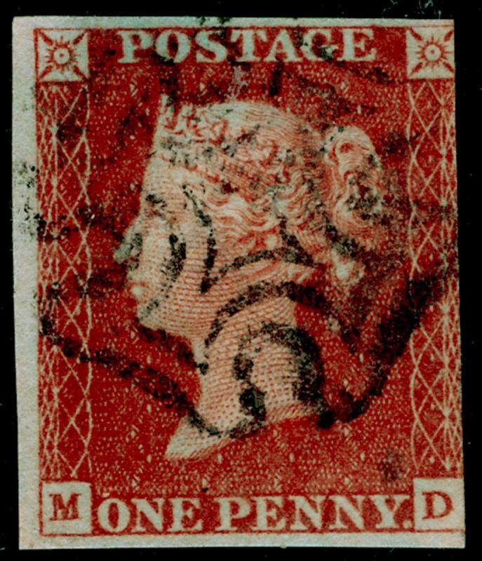 SG8, 1d red-brown PLATE 37, USED. Cat £110. BLACK MX. MD