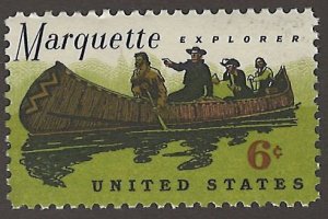 US Scott# 1356 1968 6c blk, grn & brn Litho&Marquette, Joliet & Paddlers  MNH...