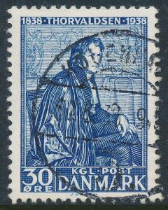 Denmark Scott 266 (AFA 251), 30ø blue Thorvaldsen, VF Used