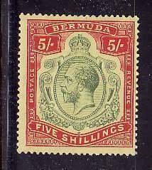 Bermuda-Sc#52- id6-unused light hinged 5sh KGV-1910-24-