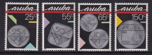 Aruba  #32-35  MNH  1988     coins on stamps