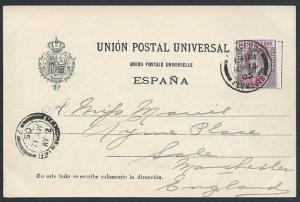 SIERRA LEONE 1905 EVII 1d on Las Palmas postcard PAQUEBOT / PLYMOUTH cds...46148