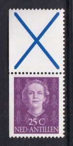 Netherlands Antilles #222a MNH 1979 Juliana 25c + blue cross from Booklet