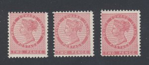3x Prince Edward Island Stamps;  3x #5 - 2Pence F/VF MH. Guide Value = $27.00