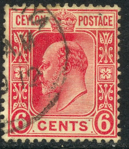 CEYLON 1908 KEDVII 6c Portrait Issue Sc 198 VFU