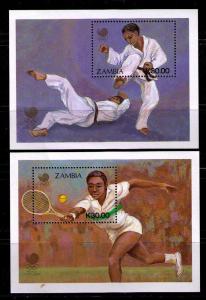 ZAMBIA Sc#460-461 MNH FVF Set 2 x SS Tennis Martial Arts