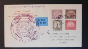 1929 Los Angeles USA Graf Zeppelin LZ 127 Around World Flight cover to Germany