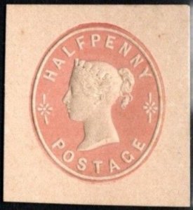 Vintage Great Britain Cut Square Halfpenny Queen Victoria Unused