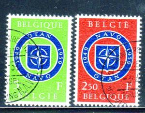 BELGIUM #531-532  1959  NATO 10TH ANNIV.    MINT  VF NH  O.G  CTO  a