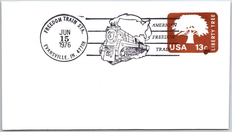 US SPECIAL EVENT COVER THE AMERICAN FREEDOM TRAIN AT EVANSVILLE INDIANA 1976 C