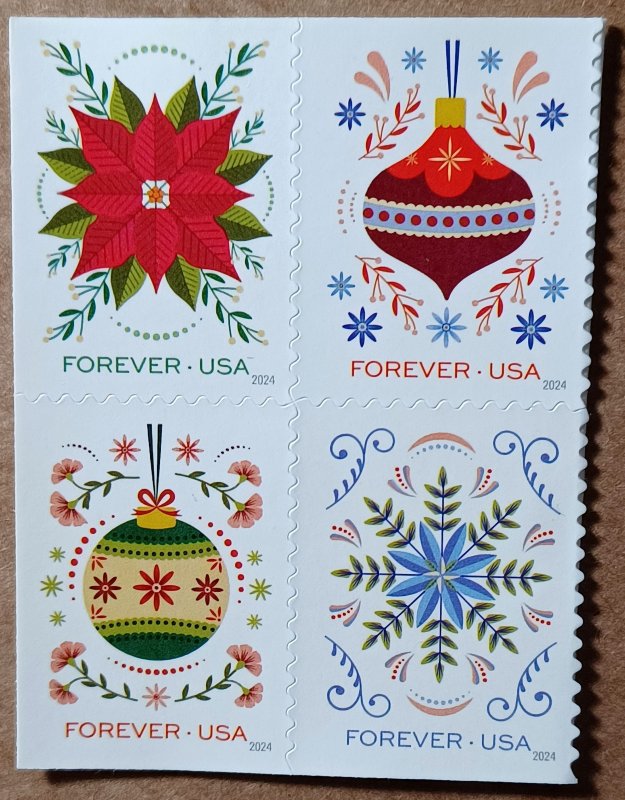 United States #5941-5944 (73c) Holiday Joy MNH block of 4 (2024)