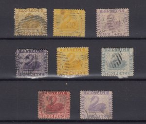 Western Australia QV 1864/90 Unchecked Swan Collection Of 8 Used BP9966