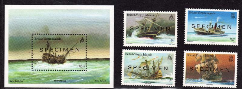 $Virgin Islands Sc# AS 572-6 M/NH/VF, complete set, w/Specimen o/p, Cv. $37