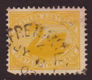 Australia WA Sc#74, SG#113, 2d Yellow Swan USED.