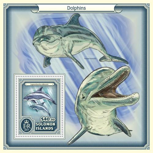 SOLOMON ISLANDS 2017 SHEET DOLPHINS DAUPHINS GOLFINHOS MARINE LIFE slm17206b