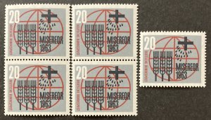 Germany 1963 #856, Misereor, Wholesale Lot of 5, MNH, CV $1.50