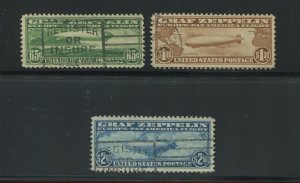 C13-C15 Graf Zeppelin Air Mail Used Set of 3 Stamps (By 1957)