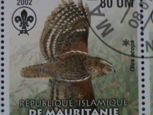 ​MAURITANIA-2003 BEAUTIFUL LOVELY OWLS WITH SCOUT LOCO-SHEET VF-FANCY CANCEL