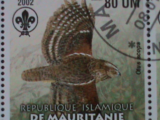​MAURITANIA-2003 BEAUTIFUL LOVELY OWLS WITH SCOUT LOCO-SHEET VF-FANCY CANCEL