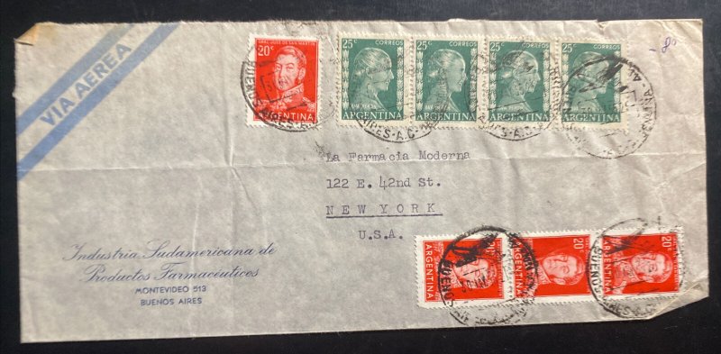 1955 Buenos Aires Argentina Airmail Commercial Cover To New York USA