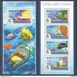 2015 Solomon Islands Coral Reef Fishes Marine Life #3112-16 1+1 ** Ls427