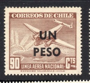 Chile 1920s-30s Airmail Issue Mint Hinged Shade 1P. Un Peso Surcharged NW-13521