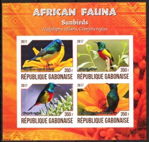 Gabon Gabonaise 2017 Birds Sunbirds III Sheet Imperf. MNH Cinderella