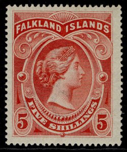 FALKLAND ISLANDS QV SG42, 5s red, M MINT. Cat £250. 