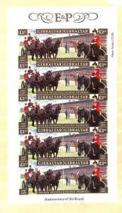 Gibraltar, Postage Stamp, #734a Sheet Mint NH, 1997 Queen Elizabeth, Horses