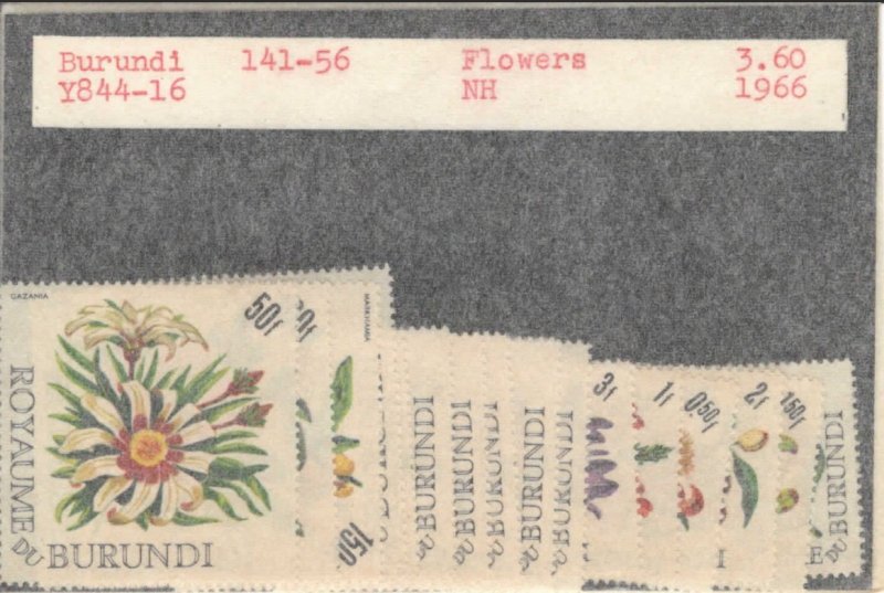 BURUNDI 141-156 MNH FLOWERS 1966 VF