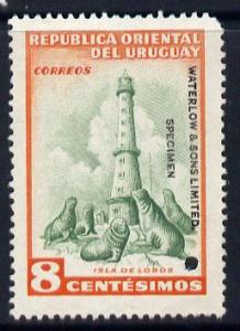 Uruguay 1954 Lighthouse & Sealions 8c Printer's sampl...