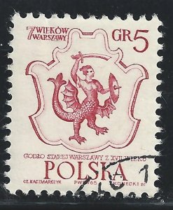 Poland #1334 5g Warsaws Coat of Arms - CTO