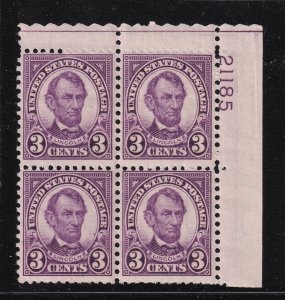 1934 reissue Abraham Lincoln Sc 635a MNH plate block of 4 (1D