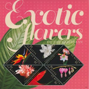 St Kitts 2011 MNH Exotic Flowers of Caribbean Stamps Amaryllis Gardenia 6v M/S I