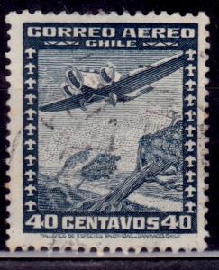 Chile, 1938, Airmail, Wings over Chile, 40c, Scott# C34, used