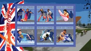 COMOROS - 2010 - London Olympics - Perf 6v Sheet - Mint Never Hinged