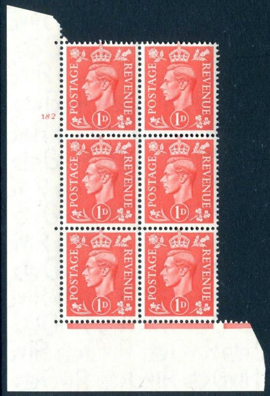 1941 1d Pale Scarlet Cylinder 182 no dot UNMOUNTED MINT V74900